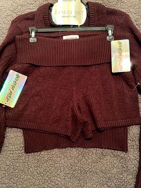 Urban Weekend Brown Knit 2-Piece Sweater Set